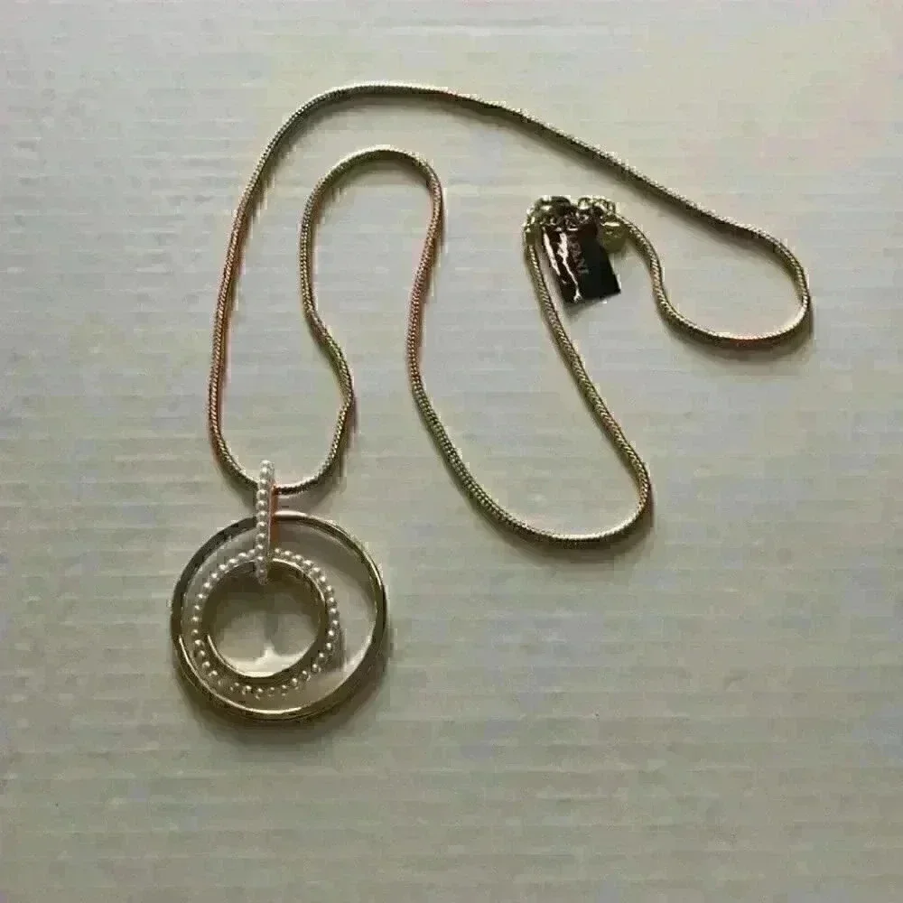 Alfani new Gold Tone Imit Pearl Orbital Necklace